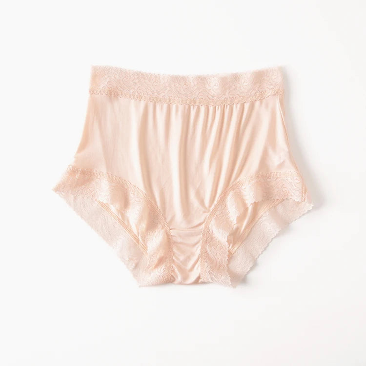 Natural silk high waist Briefs big plus size underwear women transparent seamless woman panties bragas mujer panty