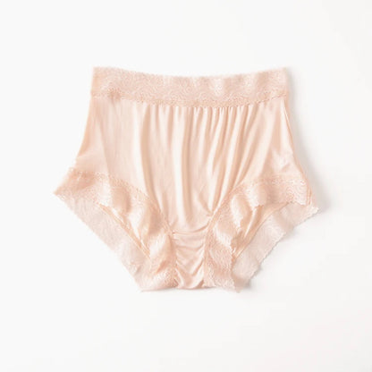 Natural silk high waist Briefs big plus size underwear women transparent seamless woman panties bragas mujer panty