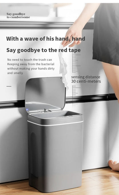 Touchless 16L Sensor Trash Can - Smart Waterproof Kitchen  Bathroom Wastebin
