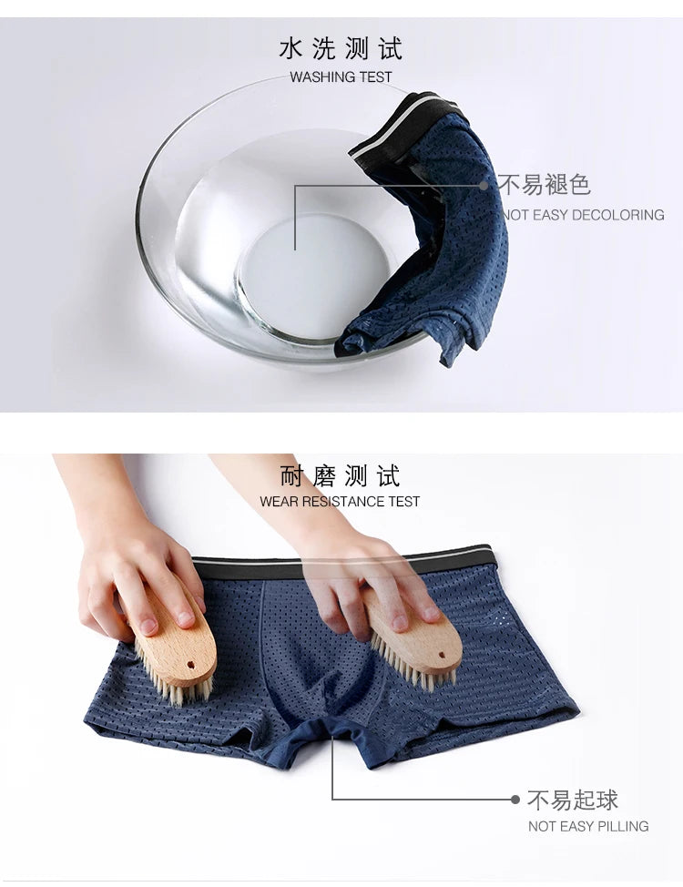 8pcs/Lot Men's Panties Ice Silk Male Underpants Breathable Summer Man Shorts Boxers Underwear Homme Bamboo Hole Large Size L-5XL