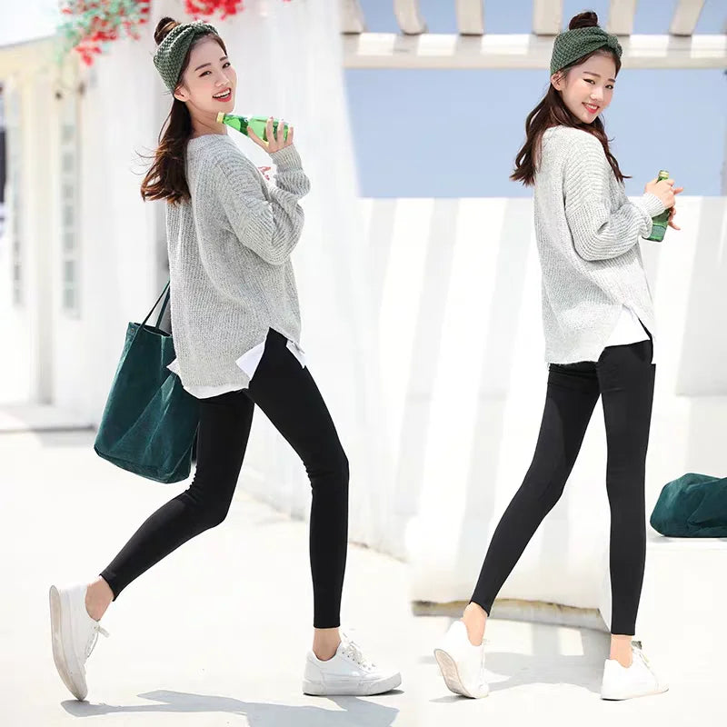 Ribbed Leggings Women - High Waist Cotton Blend Warm Winter Leggings | Casual Threaded Pants