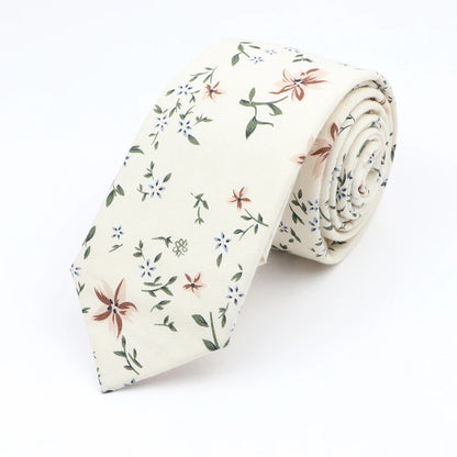 Floral Cotton Tie - Elegant Paisley Necktie for Men  Women