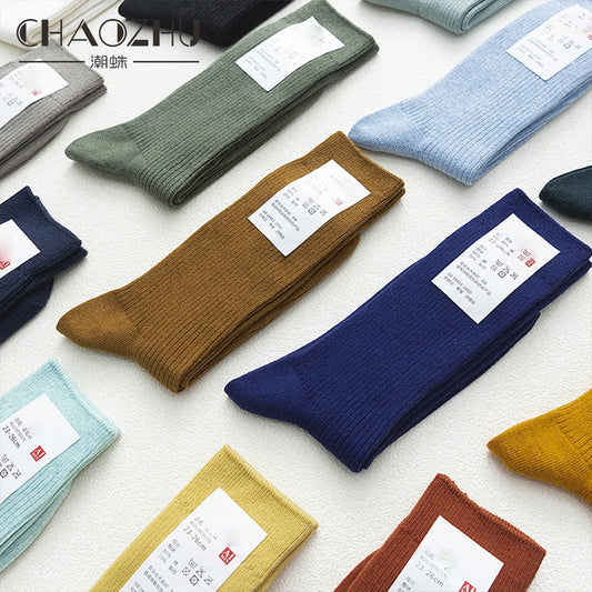 Mens Cotton Knitting Socks - Casual Stretch Ribbed Business Socks - ZOOMNSTORE