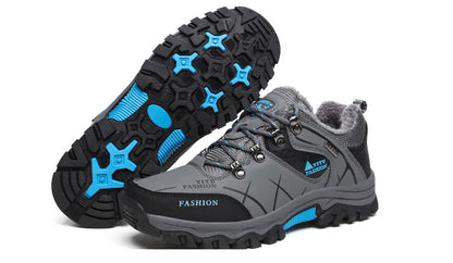 Men Winter Snow Boots - Waterproof Leather Hiking Shoes With Rubber Sole