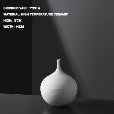 Nordic Style Round Ceramic Vase - Handmade Decorative Home Art - ZOOMNSTORE