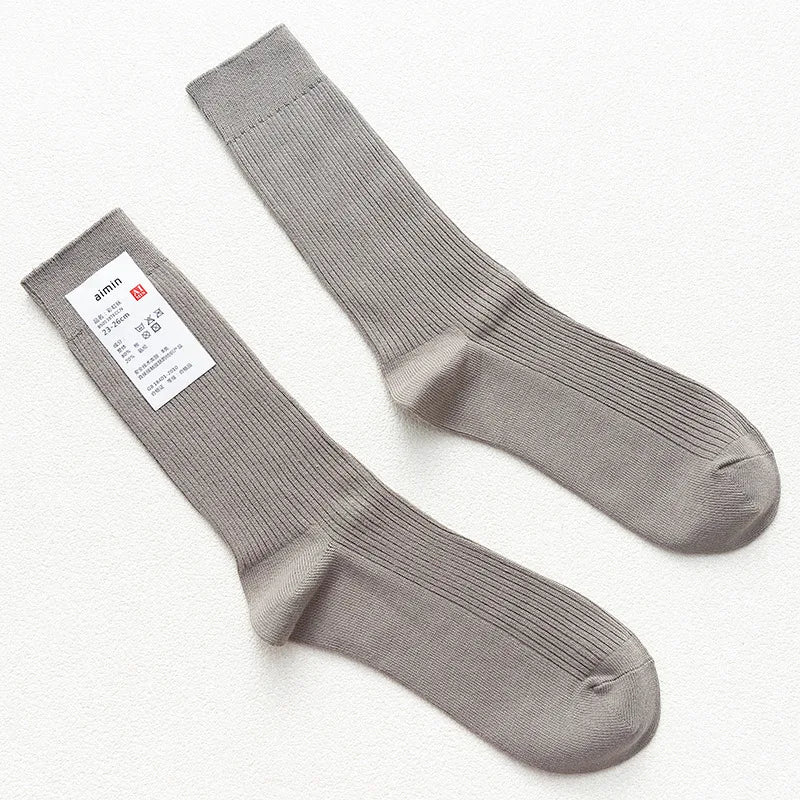 Mens Cotton Knitting Socks - Casual Stretch Ribbed Business Socks