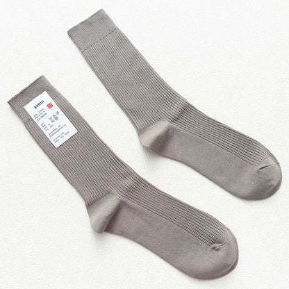 Mens Cotton Knitting Socks - Casual Stretch Ribbed Business Socks