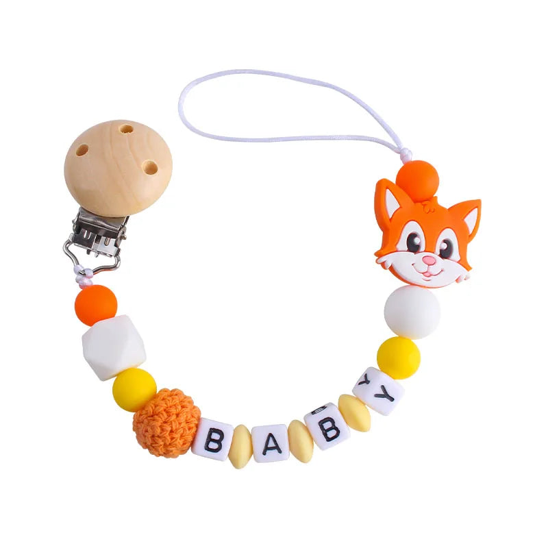 Personalized Baby Pacifier Clip - Custom Name Silicone Holder & Teether Chain Gift