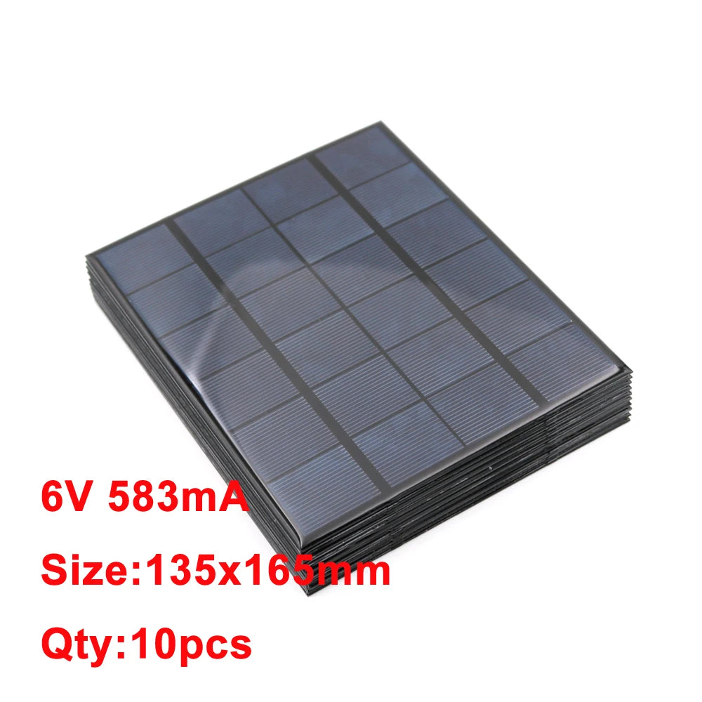 10PCS X DC Solar Panel 6V 100mA 167mA 183mA 333mA 500mA 583mA 750mA Solar Battery cell phone charger portable