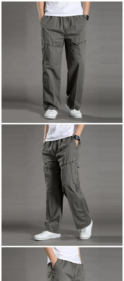 Men's Cargo Pants Cotton Black Work Pants Summer Casual Climbing Joggers Man Sweatpants Sports Spring Autumn Twill Trousers