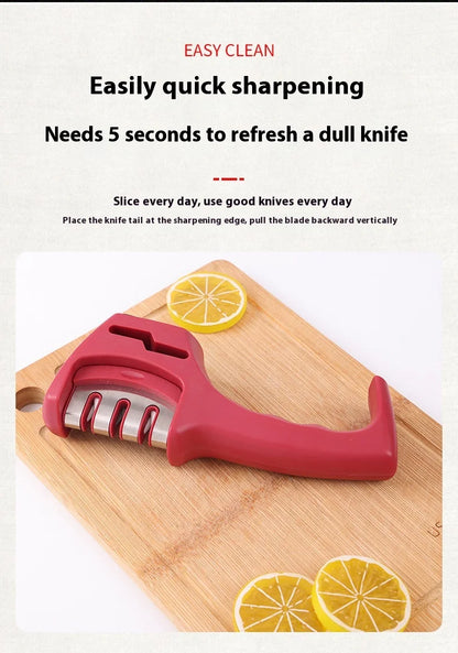 Three-Stage Ceramic Diamond Knife Sharpener - Handheld Kitchen Tool - ZOOMNSTORE
