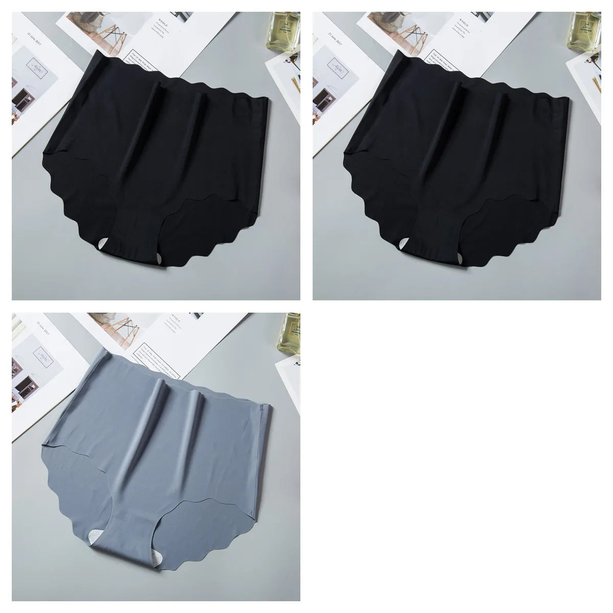 3Pcs/Set Ice Silk Panties Women Hip Lift Briefs Seamless Underwear Female High Waist Panties M-XXL Underpants Invisible Lingerie