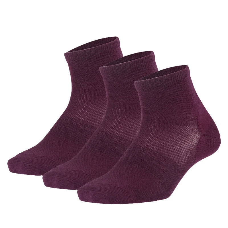 Merino Wool Athletic Socks - No Show Ankle Breathable Mesh, Toe Heel Reinforcement