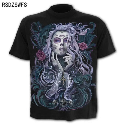 Mens 3D Skull T-Shirt - Punk Summer Streetwear Top O-neck Sizes XXS-5XL - ZOOMNSTORE