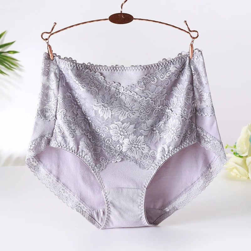 Woman Sexy Cotton Panties of Large Size New Lace Female Underwear with High Waist Cotton Briefs Plus Size Women's Panties 2025