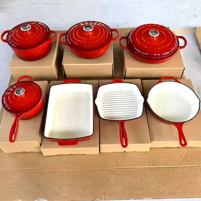 30CM Enameled Cast Iron Dutch Oven Set - Minimalist Induction Cookware for Modern Kitchens - ZOOMNSTORE