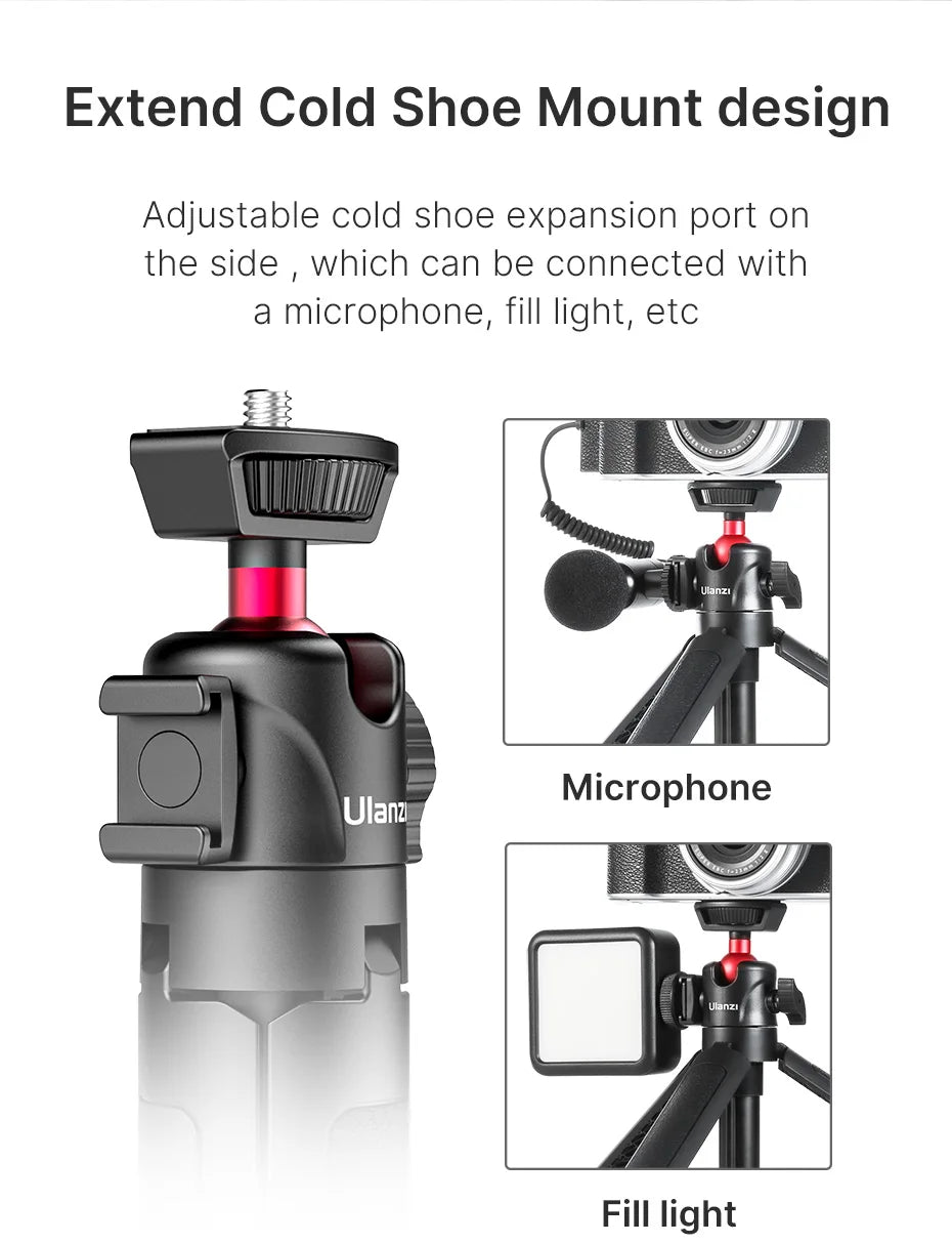 Ulanzi MT-16 Extend Tablet Tripod with Cold Shoe for Microphone LED Video Fill Light Smartphone SLR Camera Tripod