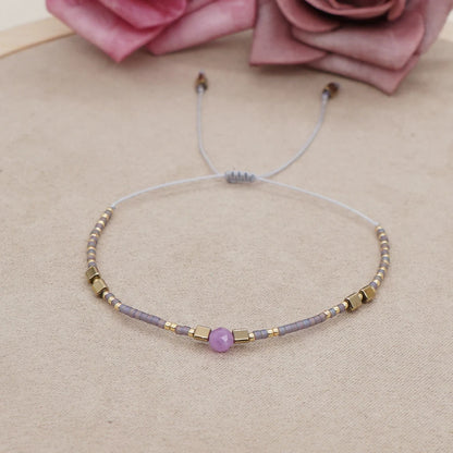 Boho Semi-Precious Stone Bracelet - Amber  Black Gallstone Fashion Gift for Women - ZOOMNSTORE