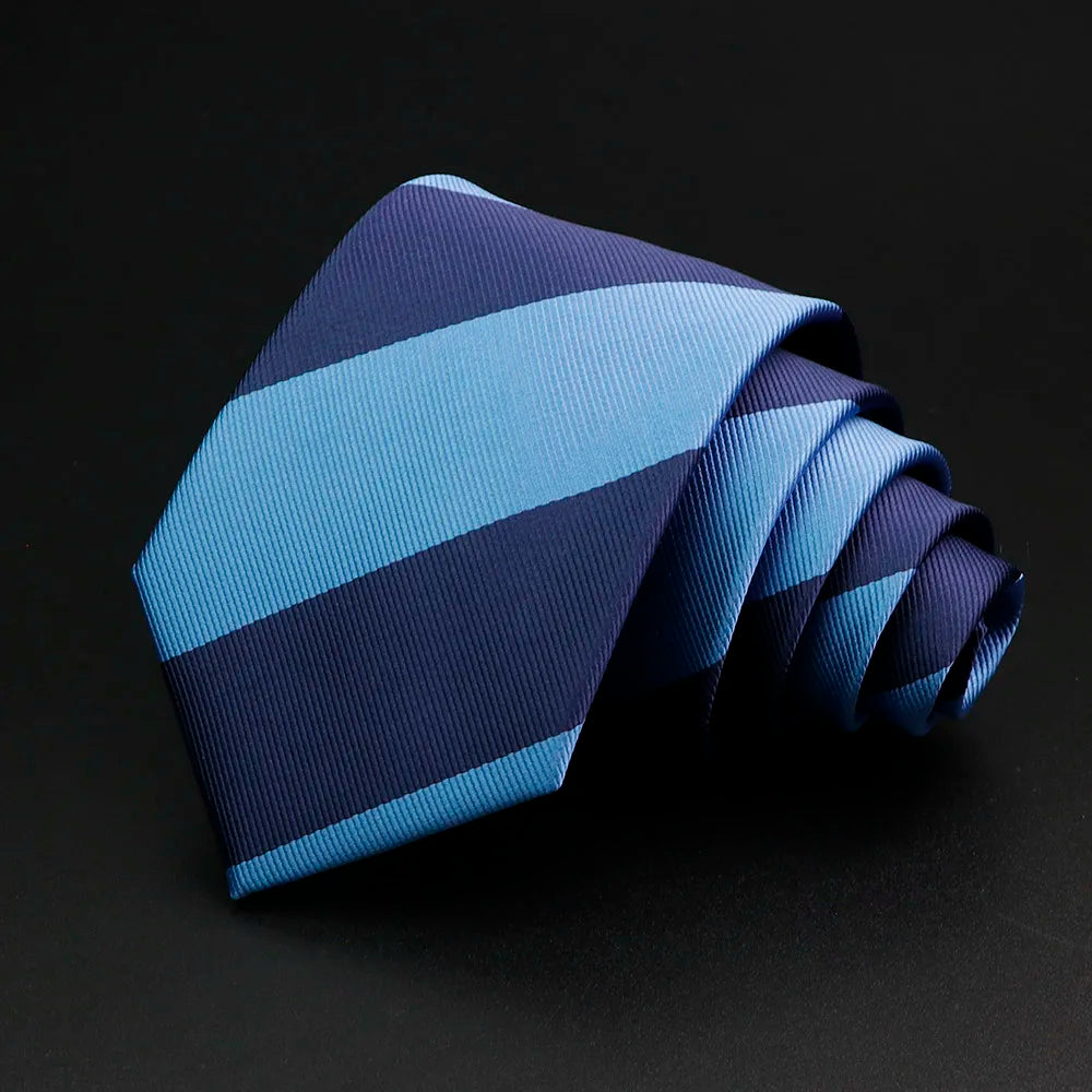 Classic Stripe Mens Tie - Jacquard Necktie in Red Blue Green for Daily Wear and Weddings