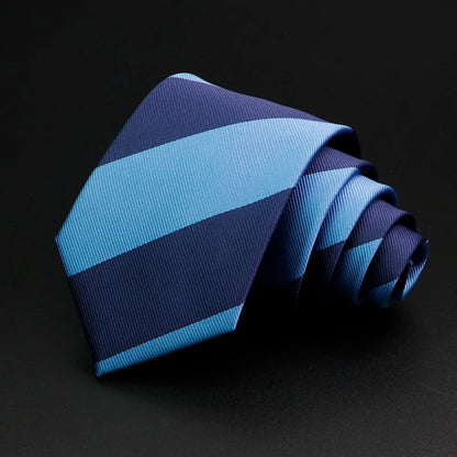 Classic Stripe Mens Tie - Jacquard Necktie in Red Blue Green for Daily Wear and Weddings