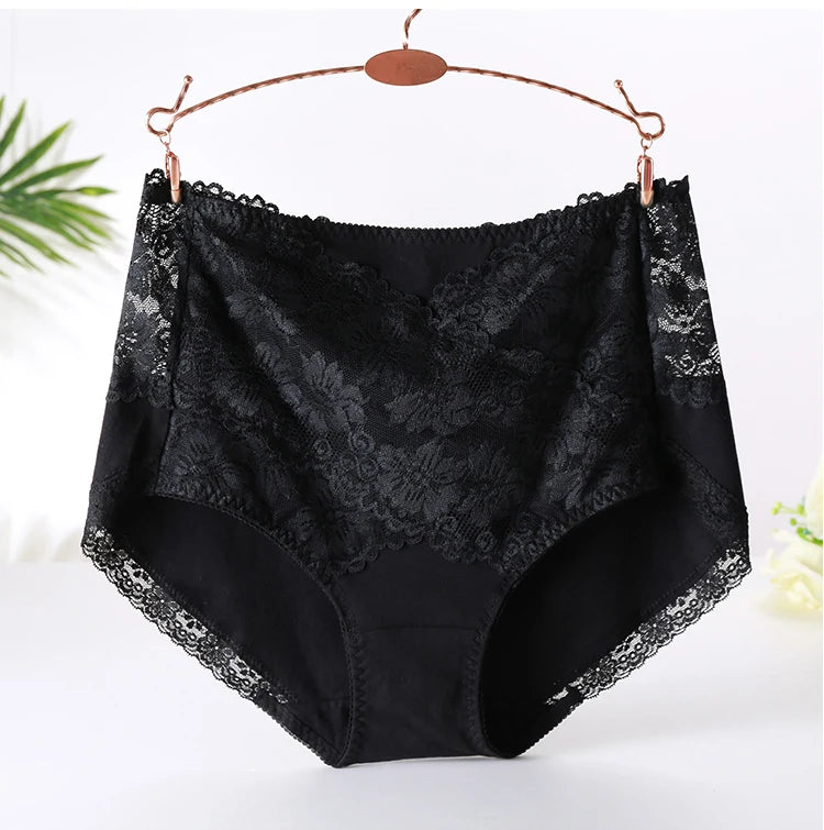 Woman Sexy Cotton Panties of Large Size New Lace Female Underwear with High Waist Cotton Briefs Plus Size Women's Panties 2025