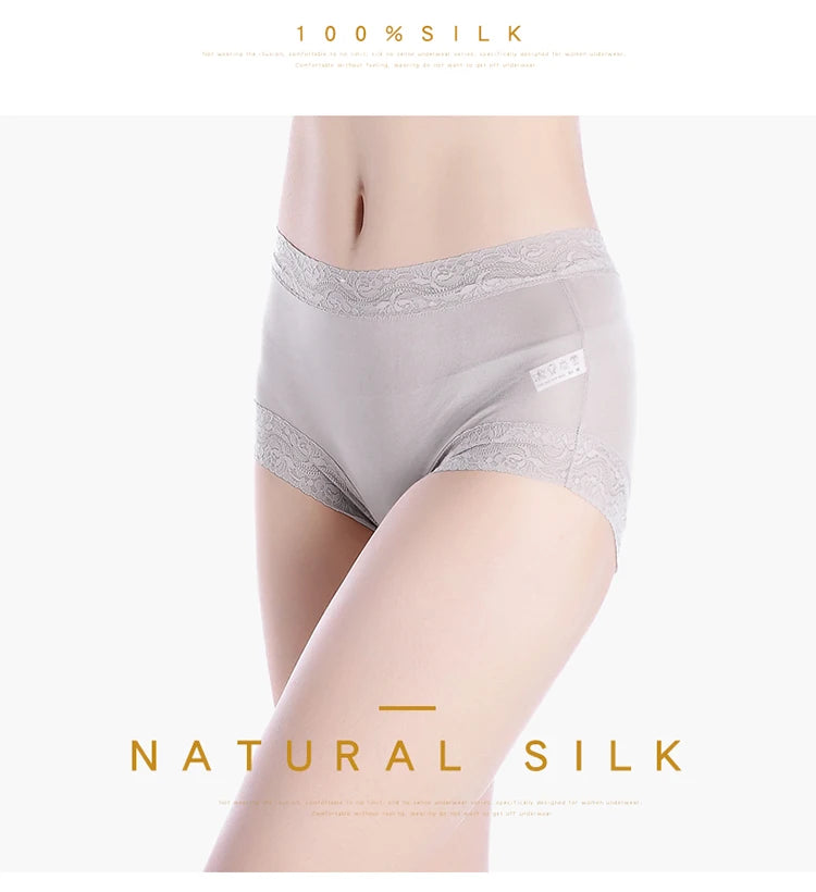 Natural silk high waist Briefs big plus size underwear women transparent seamless woman panties bragas mujer panty