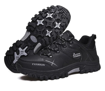 Men Winter Snow Boots - Waterproof Leather Hiking Shoes With Rubber Sole