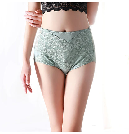 Woman Sexy Cotton Panties of Large Size New Lace Female Underwear with High Waist Cotton Briefs Plus Size Women's Panties 2025