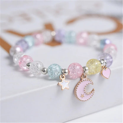Cute Popcorn Beads Bracelet - Friendship Jewelry for Girls with Star Moon Cloud and Flower Accents