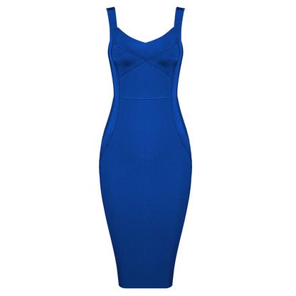 Bandage Dress - Women's Sleeveless Bodycon Rayon Sheath Dress With Zipper Closure