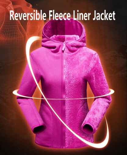 Unisex Reversible Hoodie Women Pullover Sweatshirts Winter Warm Polar/Coral Fleece Hooded Jacket Ladies Flannel Coat Hoody