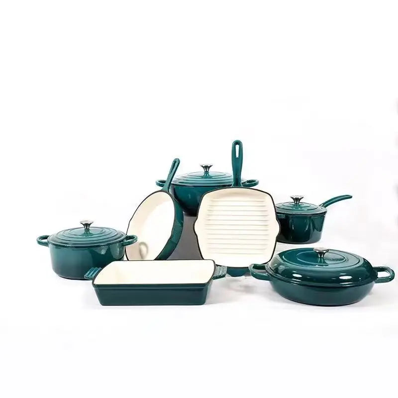 30CM Enameled Cast Iron Dutch Oven Set - Minimalist Induction Cookware for Modern Kitchens - ZOOMNSTORE