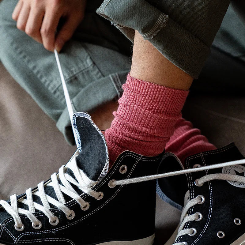 Mens Cotton Knitting Socks - Casual Stretch Ribbed Business Socks - ZOOMNSTORE