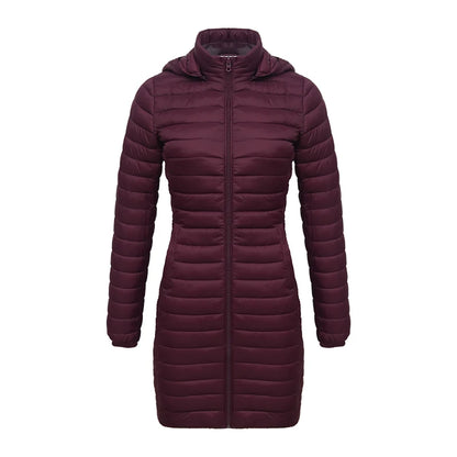 SANTELON Winter Women Loose Long Parka Coat With Detachable Hood Female Soild Ultralight Portable Warm Padded Cotton Outwear