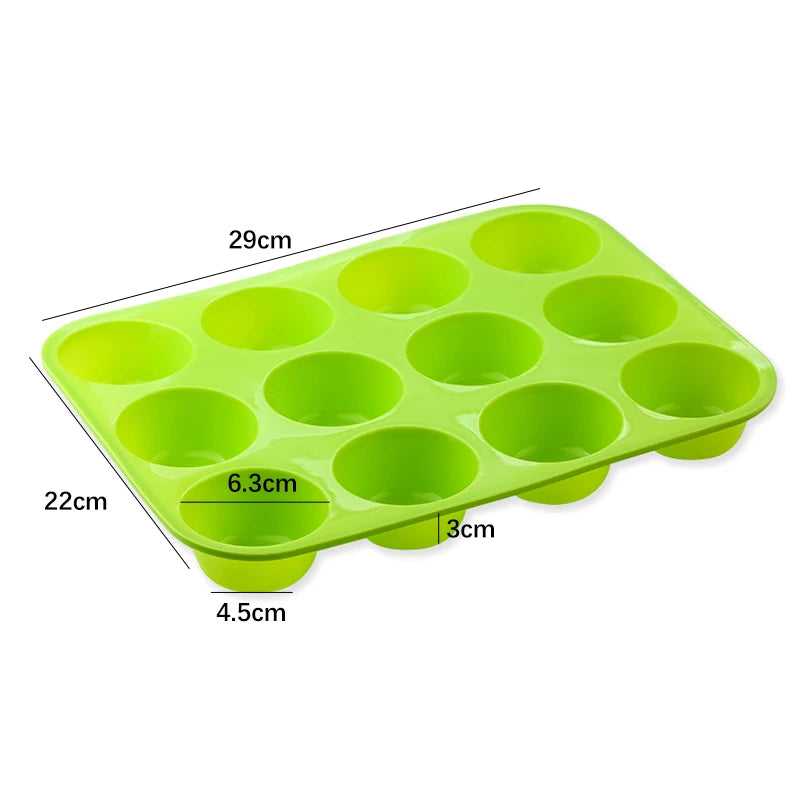 Silicone Cake Mold - Round Silicone Mold 12 Holes Muffin Cupcake Pans | Eco Friendly Bakeware
