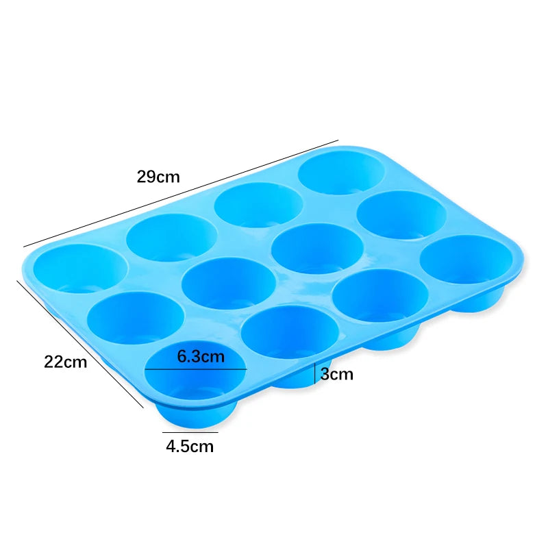 Silicone Cake Mold - Round Silicone Mold 12 Holes Muffin Cupcake Pans | Eco Friendly Bakeware