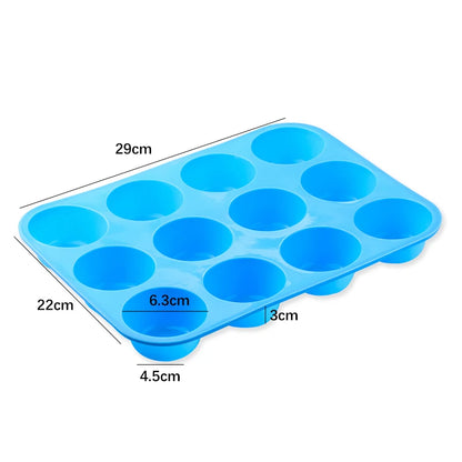 Silicone Cake Mold - Round Silicone Mold 12 Holes Muffin Cupcake Pans | Eco Friendly Bakeware