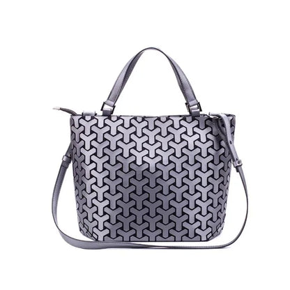 Luminous Shoulder Bag – Quilted Geometric Handbag With Three Straps & Zipper Closure