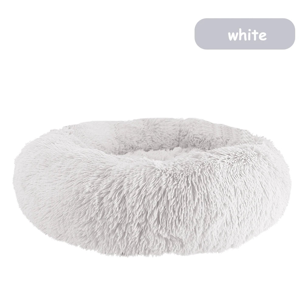 Donut Dog Bed - Soft Plush Pet Bed With Raised Rim | Warm Washable Cushion
