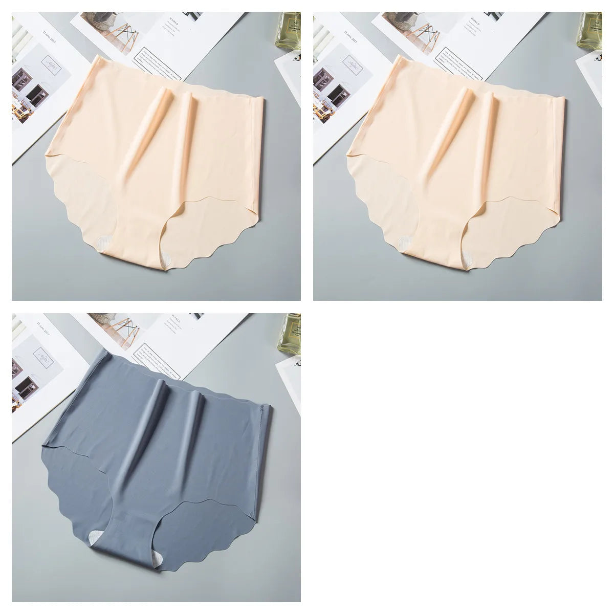 3Pcs/Set Ice Silk Panties Women Hip Lift Briefs Seamless Underwear Female High Waist Panties M-XXL Underpants Invisible Lingerie