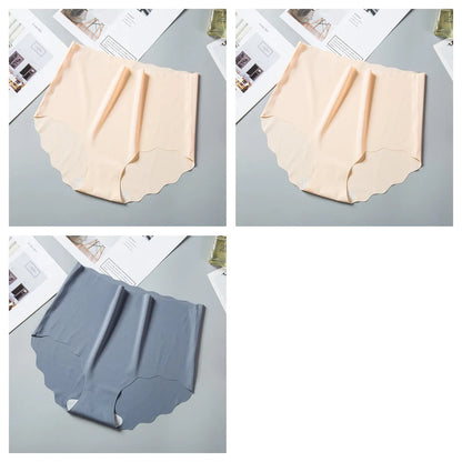 3Pcs/Set Ice Silk Panties Women Hip Lift Briefs Seamless Underwear Female High Waist Panties M-XXL Underpants Invisible Lingerie