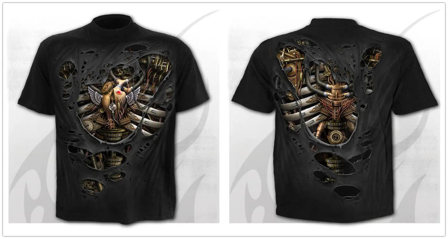 Mens 3D Skull T-Shirt - Punk Summer Streetwear Top O-neck Sizes XXS-5XL - ZOOMNSTORE