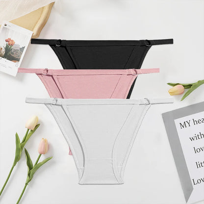 FINETOO 3PC/Set Women's Cotton Panties Underwear Metal Buckle Briefs M-2XL Female Underpant Low Waist Woman Sexy Panty Lingerie