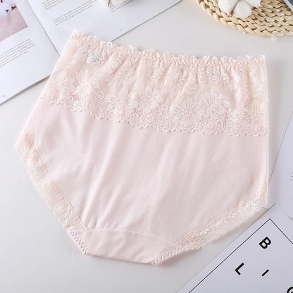 Woman Sexy Cotton Panties of Large Size New Lace Female Underwear with High Waist Cotton Briefs Plus Size Women's Panties 2025