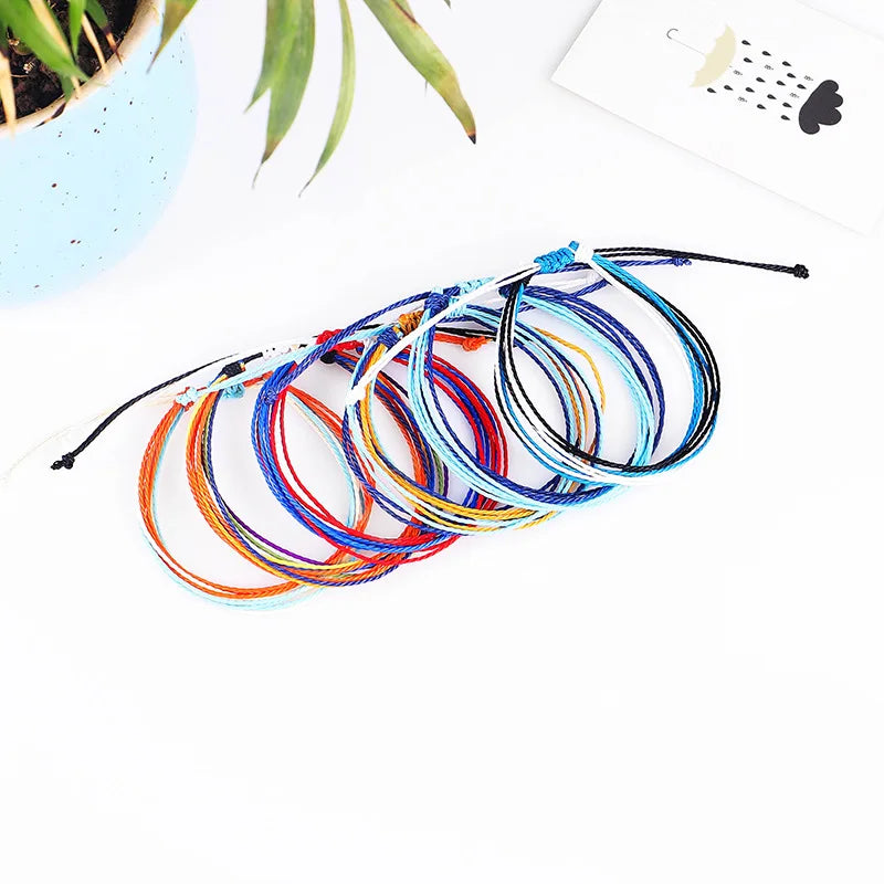 Waterproof Handmade Wax Rope Bracelets - Adjustable Friendship Anklets - ZOOMNSTORE