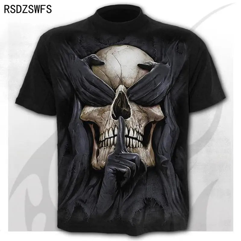 Mens 3D Skull T-Shirt - Punk Summer Streetwear Top O-neck Sizes XXS-5XL - ZOOMNSTORE