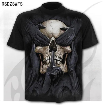 Mens 3D Skull T-Shirt - Punk Summer Streetwear Top O-neck Sizes XXS-5XL - ZOOMNSTORE