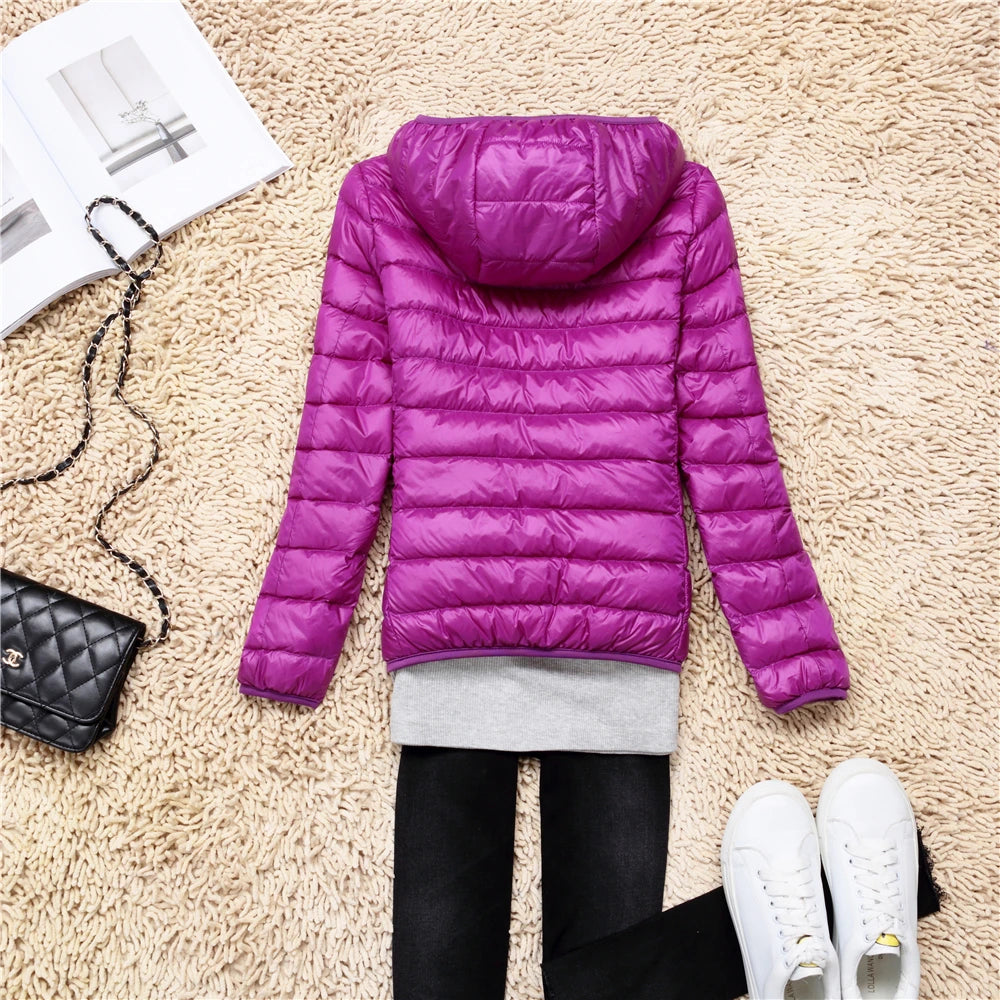 Women Puffer Jacket - Plus Size Jackets, Lightweight Down Coat With Zipper Closure