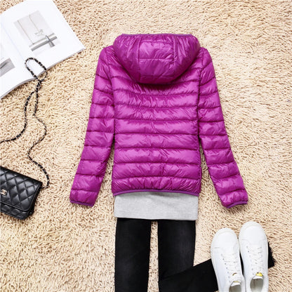 Women Puffer Jacket - Plus Size Jackets, Lightweight Down Coat With Zipper Closure