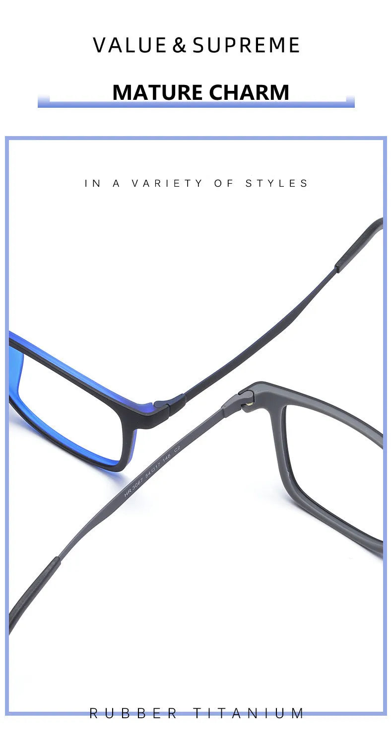 Titanium Reading Glasses - Lightweight Rectangle Frame with Blue Light Blocking